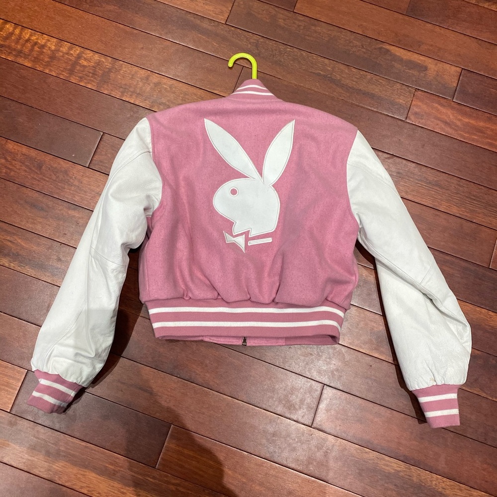 Vintage leather playboy bomber jacket